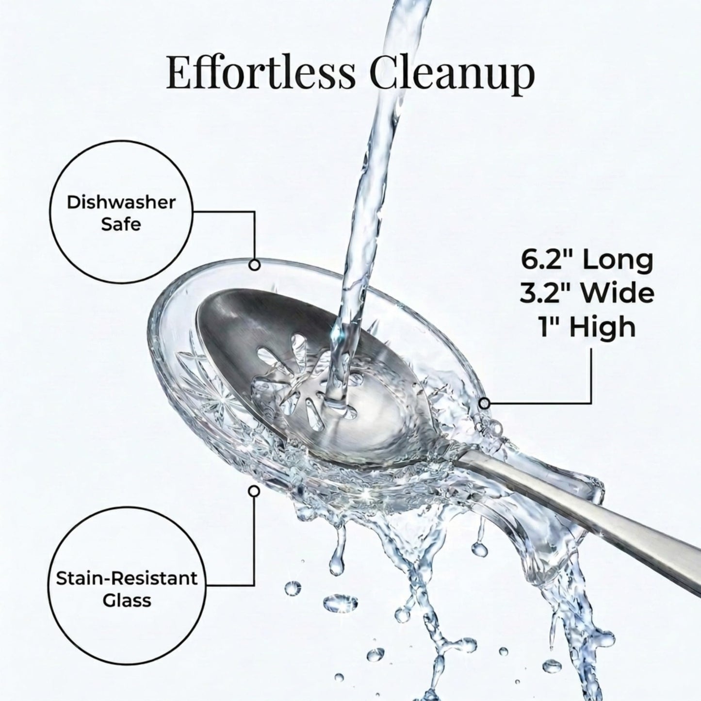 Godinger Spoon Rest for Kitchen, Crystal Glass Spoon Holder Rest - Dublin Collection - Set of 2