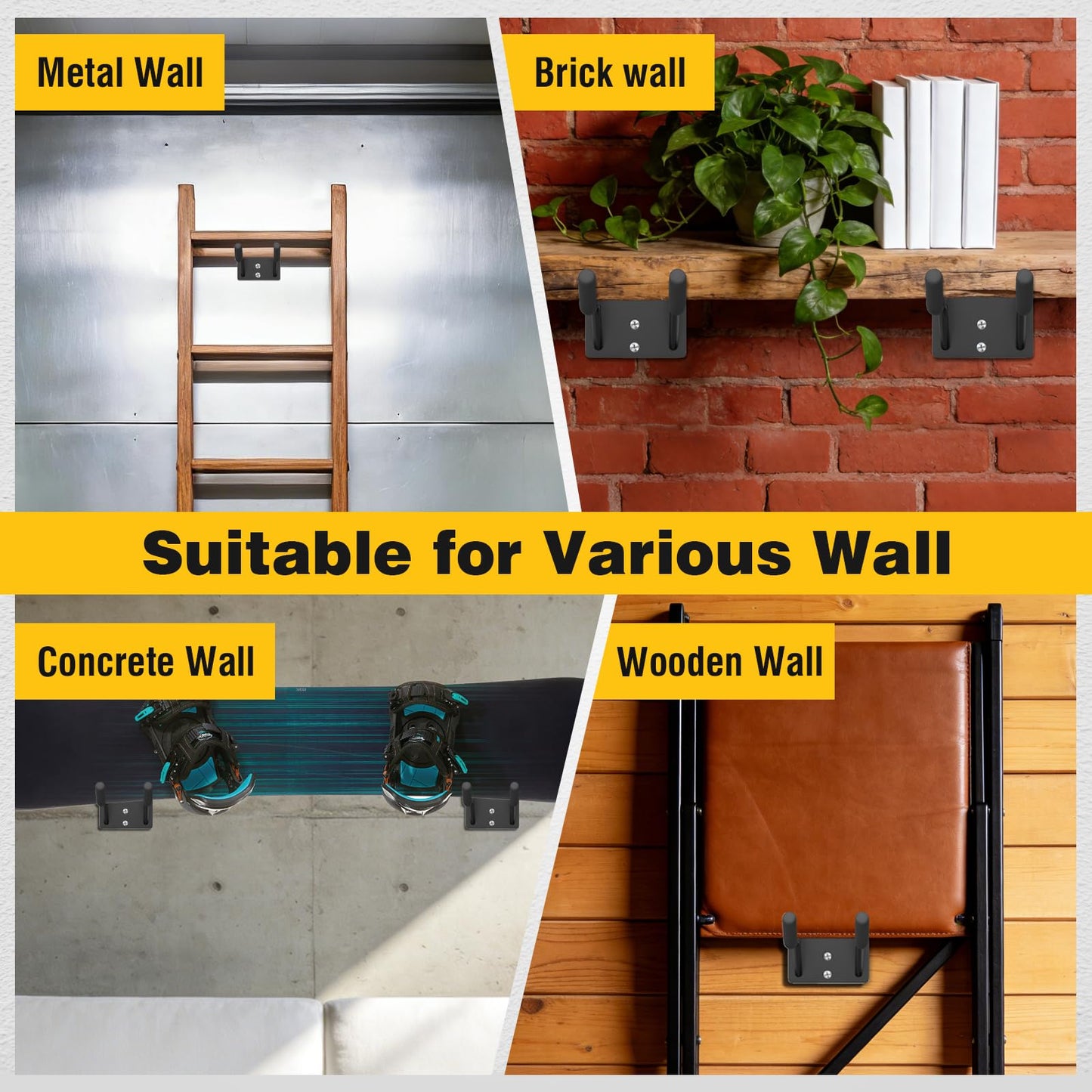 Loebelle 2 Pack Garage Storage Hooks 14" Ladder Hooks for Garage Wall