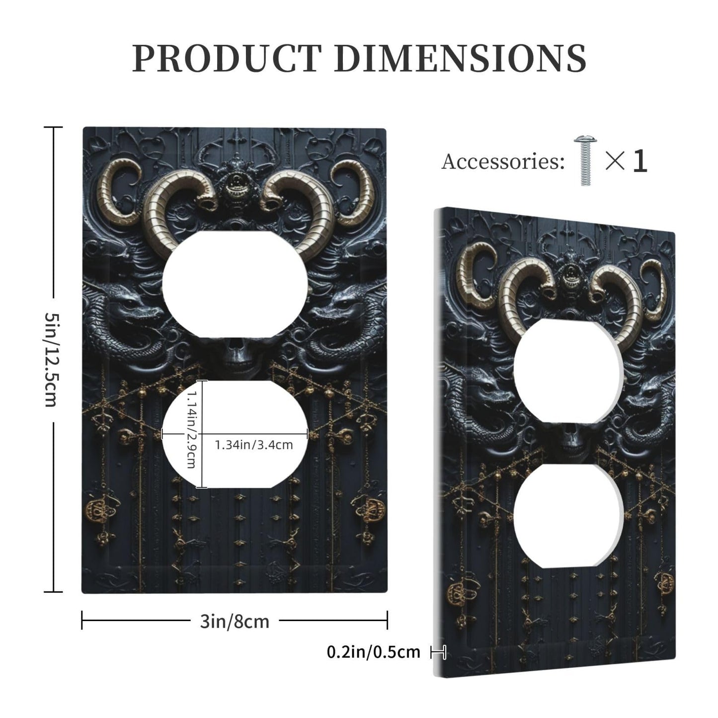 Decorative Outlet Covers Mid Century Dark Fantasy Gothic Skull Horror 1 Gang Duplex Light Switch Cover Plate Electrical Switch plates Wall Plates Receptacle Covers for Bathroom Bedroom Decor