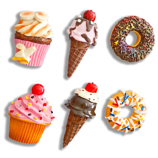 6 Pack Cute 3D Food Refrigerator Magnets – Assorted Dessert Shapes with 2 Ice Creams, 2 Muffins & 2 Chocolate Donuts | Funny Kitchen Decor for Home, Office & Refrigerator Decoration
