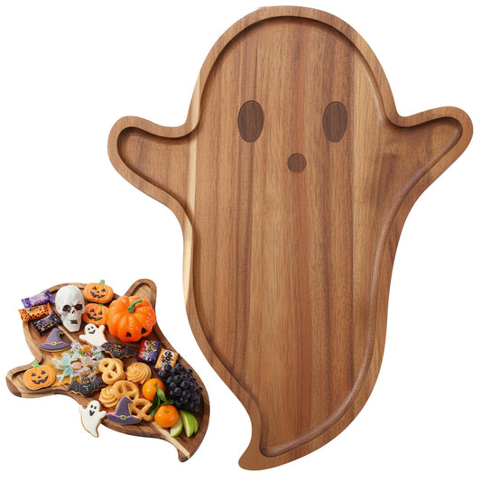 Potchen Ghost Charcuterie Boards Wooden Funny Cutting Board 12.6 x 15.7inch Acacia Wood Boards Cute Serving Tray for Fruit Bread Salad Vegetables Snack Dessert