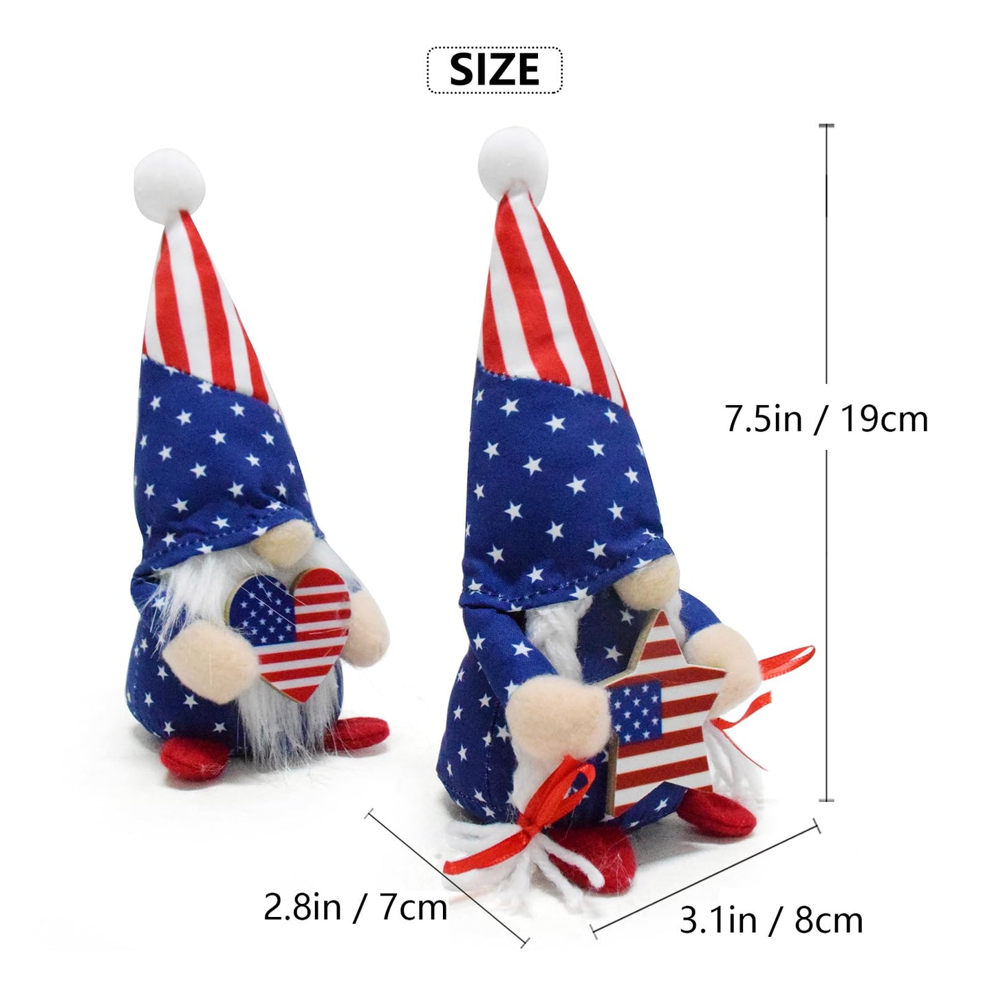 Vytina 2 PCS USA Patriotic Gnomes 4th of July American Gnome Plush Swedish Tomte Doll Elfs Ornaments for Partiotic Party Home Indoor Decor Independence Day