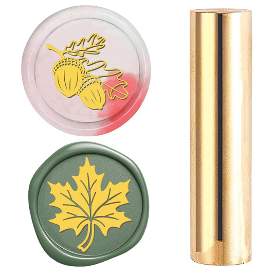 CRASPIRE Brass Sealing Stamp Mini 2 Sides Pattern Vintage 15mm Maple Leaf Acorn Fall Autumn Wax Seal Stamp for Wedding Invitations Envelopes Halloween Christmas Thanksgiving Party DIY Gifts Packing