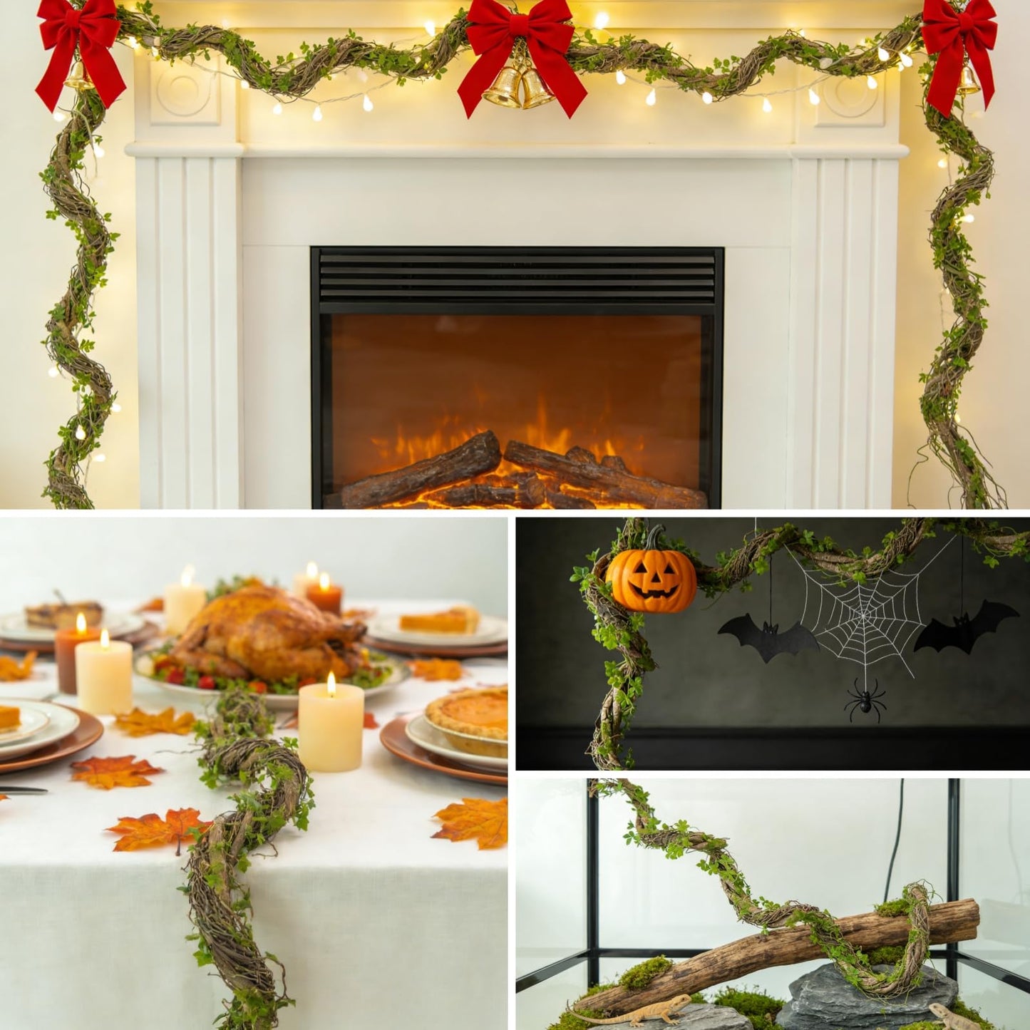 68.9inch Flexible Greenery Moss Reptiles Vines Mantle Hanging Spooky Decor