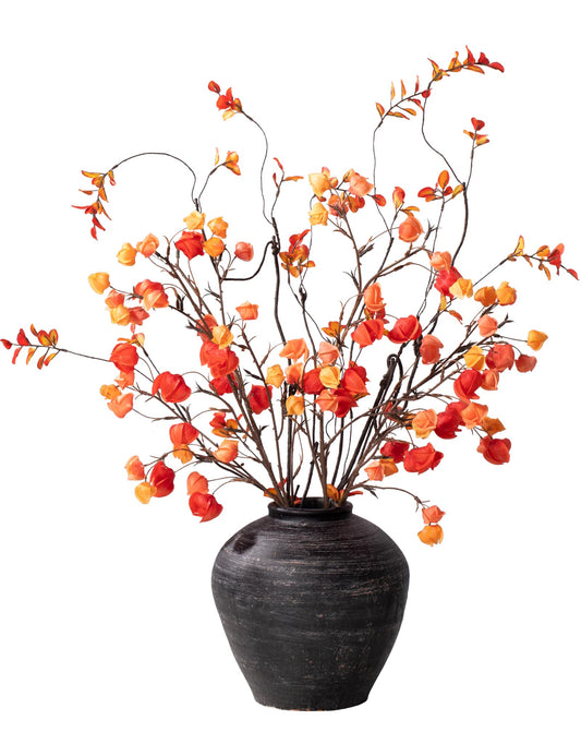 Fall Physalis Branches - 37" Faux Red Berry Stems, fake Flowers for Vase