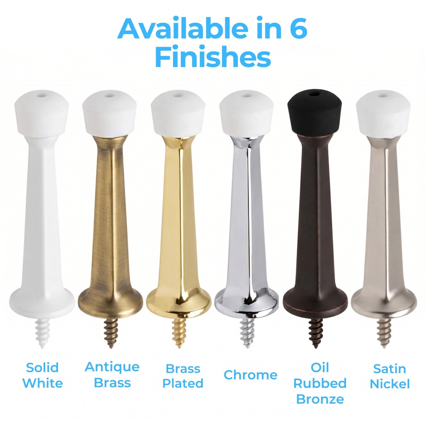 Premium Heavy Duty Door Stoppers for Bottom of Door, Solid Metal Baseboard Mounted Door Stop, Screw-in Baseboard Door Stops for Wall Protection 3" (Satin Nickel, 8 Pack)