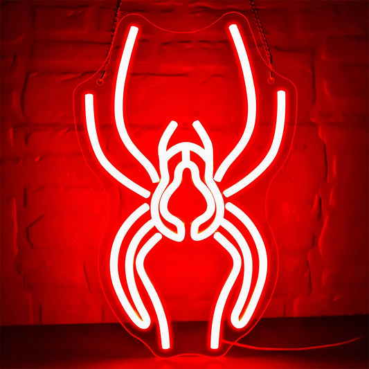 Spider Neon Sign for Wall Decor Dimmable Spider Neon Light for Man Cave Birthday Gifts for Boys USB Powered Animal Sign for Pet Shop Game Room Bedroom Bar Size 13.7 * 8.7In (WZCP181)