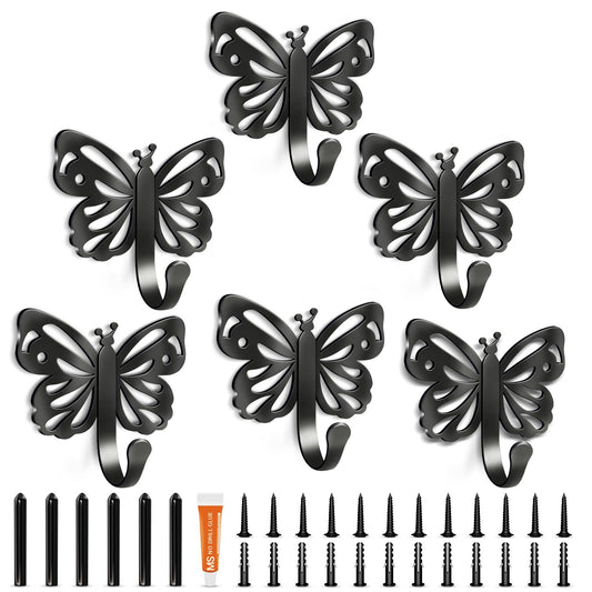 Butterfly Design Metal Hook for Both Screw Mounting and Strong Adhesive
