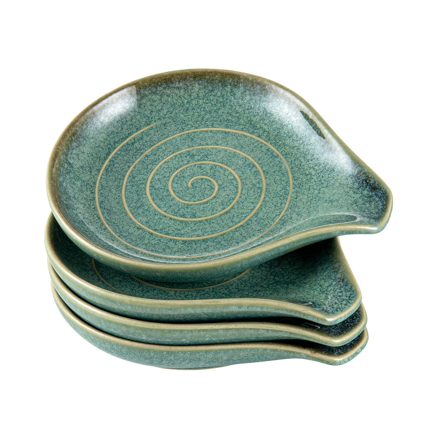 Ceramic Spoon Rest Set of 4, Reactive Glaze Spoon Holder for Stove Top & Kitchen Counter, Large Spoon Rest for Cooking Utensils, Spatula Holder, Farmhouse Kitchen Decor