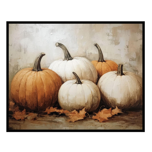 YYDESN Pumpkin Decor Fall Wall Art, Pumpkin Painting Farmhouse Decor, Rustic Thanksgiving Art, Pumpkin Still Life Painting Fall Art, Vintage Autumn Wall Print, Unframed (11x14 inches)