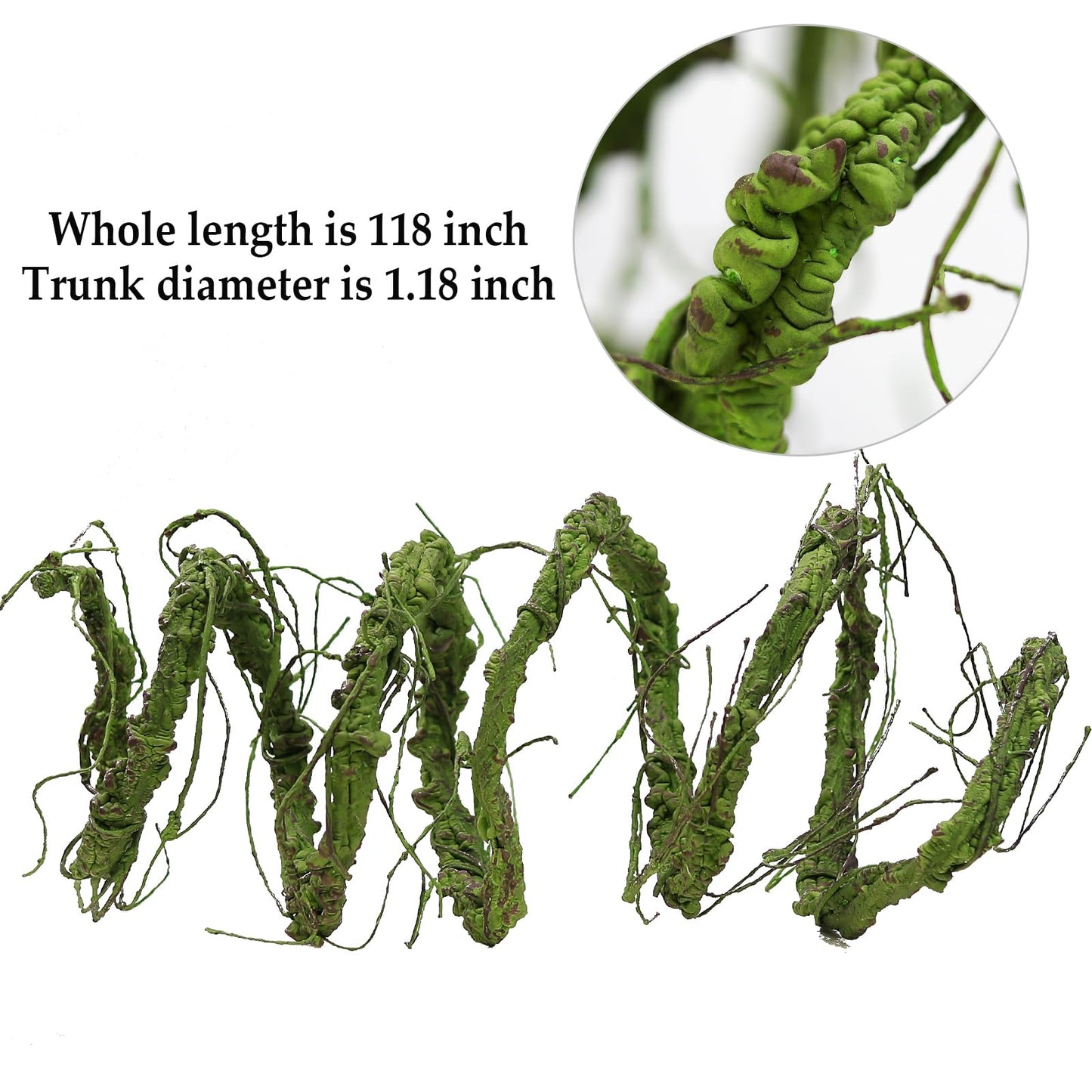 CONGZHANHH 118 inch Big Artificial Green Tree Branches Ivy Grapevine Garland Fake Tree Trunk Wall Door Hanging Plants Twigs Moss for Garden Home Wedding Outdoor Jungle Leaves Room Decoration