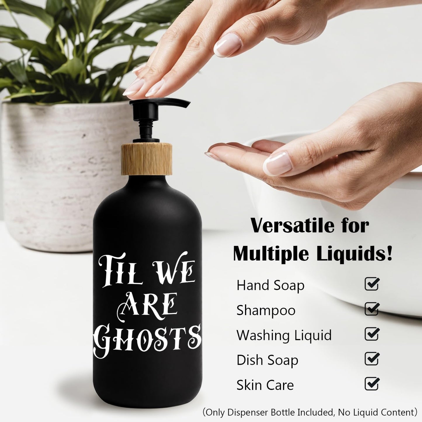 Stelloriellea Gothic Halloween Black Glass Soap Dispenser with Pump