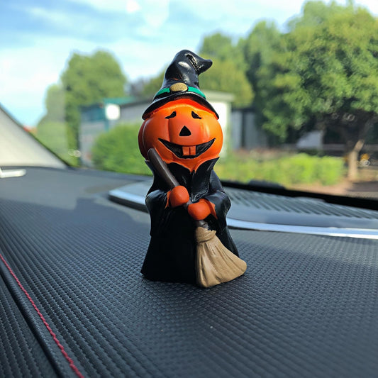 Cute Black Pumpkin Man Statues Figures Ornaments for Car Dashboard Decorations Accessories Interior Auto Dash Board Charms Birthday Cake Toppers Decoration Home Office Desk Decor