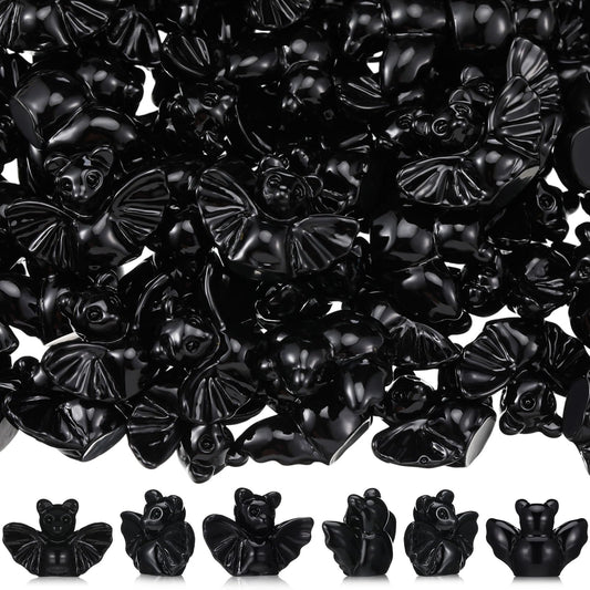 VioraWhite 100 Pcs Halloween Miniatures Mini Resin Bats Black Figures Tiny Resin Animals Decor for Halloween Scene Party Bag Fillers Garden Decor