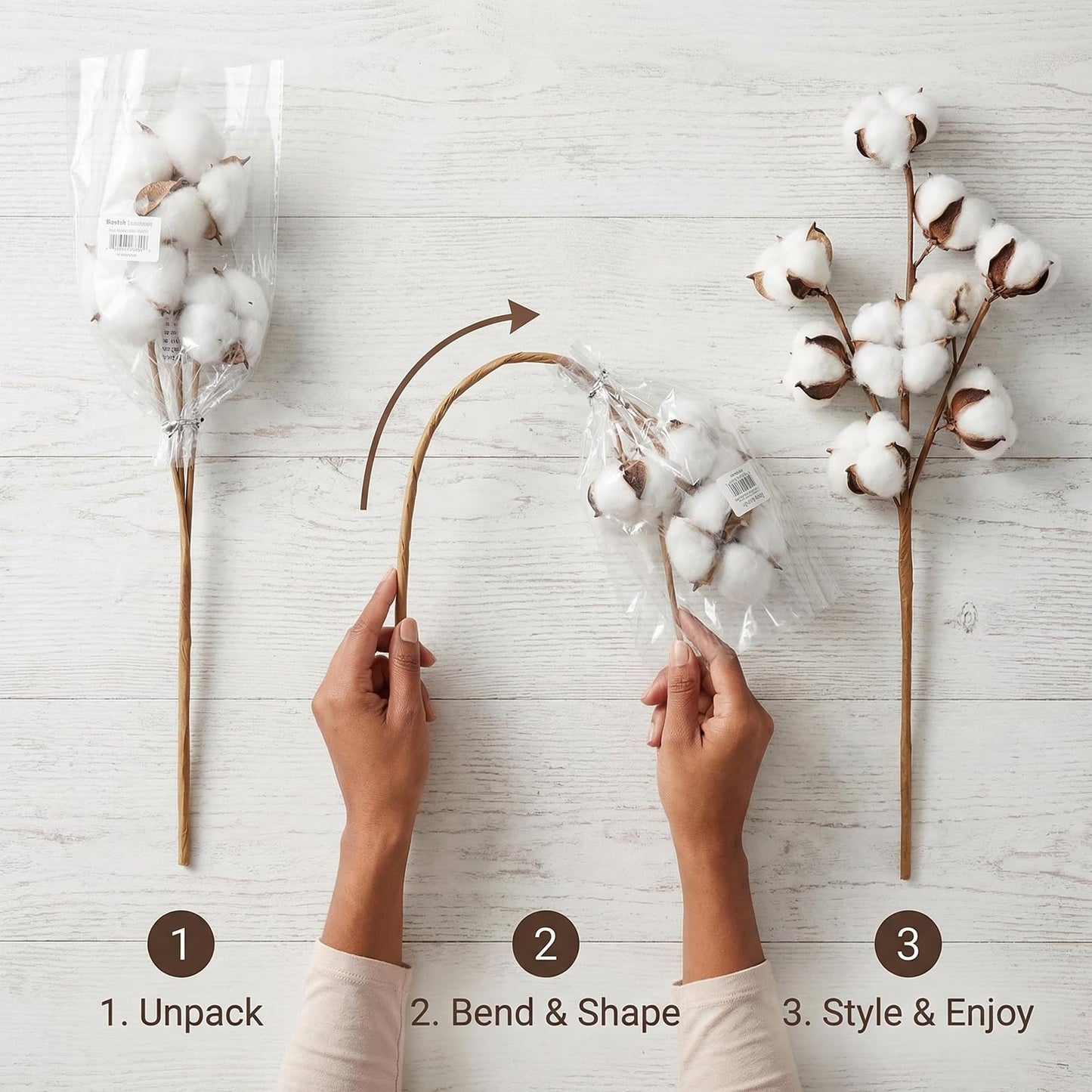 Hampton Art Cotton Short Stem 15" 6Pc, Cotton Stems Decor Branches, Decor, Stems, Flowers, Flowers Decor, Plant Decor Farmhouse