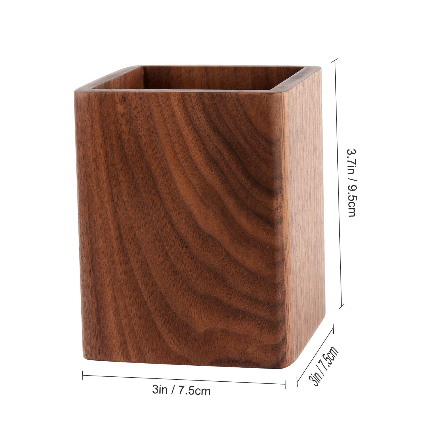 YOYAI Walnut Pencil Holder Wood Pen Holder For Desk Pen Cup Organizer Ofiice Pencil Stand Simple(Black walnut)