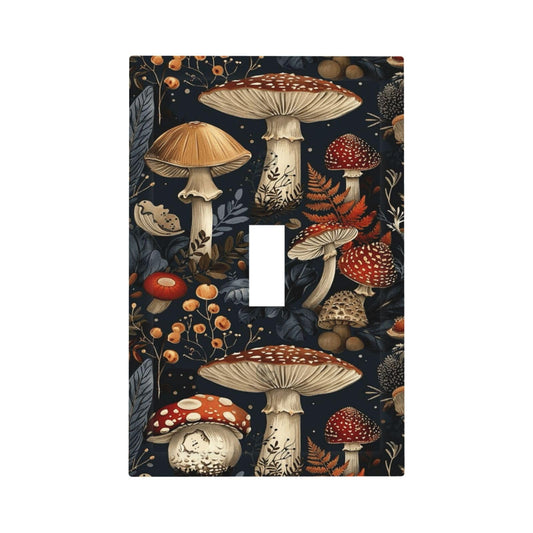 Annisrak Decorative Light Switch Cover Plate Vintage Mushroom Floral 1 Gang Single Toggle Wall Plate Electrical Outlet Covers Decorate Switch Plate Cover for Bedroom Kids room Decor