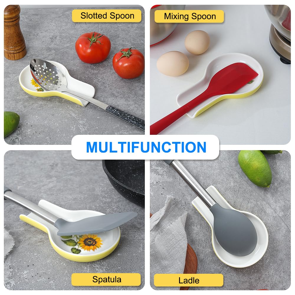 Spoon Rest for Stove Top - Sunflower Christmas Spoon Rest for Kitchen Counter Sunflower Embossment Gift Box Ready Kitchen Decor Farmhouse