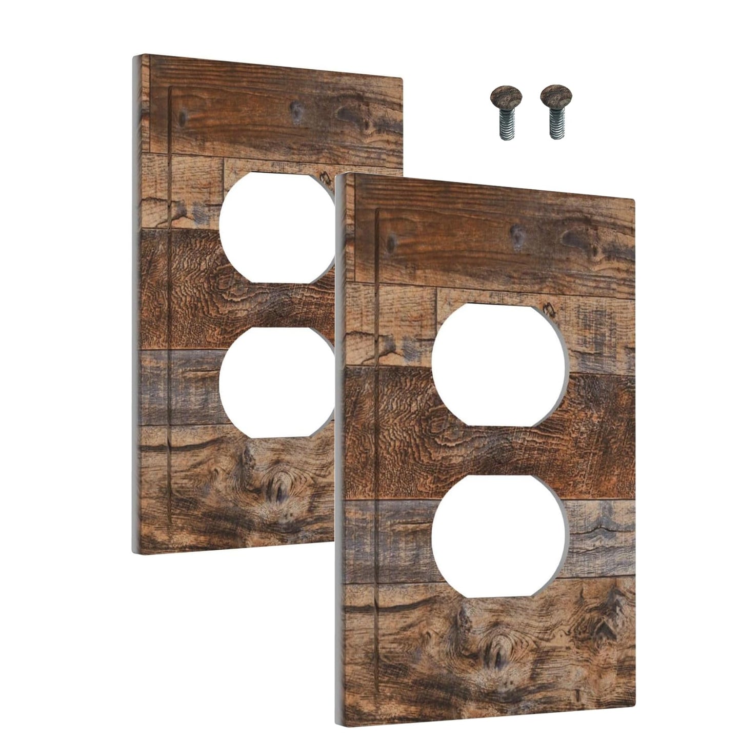 MUZUMU Rustic Reclaimed Wood Duplex Outlet Cover Plate