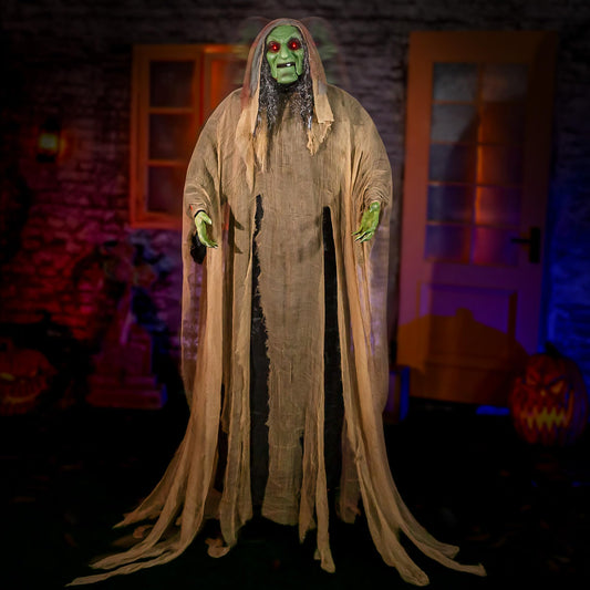 Halloween Animatronics 6ft Witch Animated 72inch Decorations with Motion Sensor Activated, Creepy Sound, Scary Move, Light Up Eyes, Haunted House Spooky Decor Horror Prop for Indoor, Outdoor, Yard