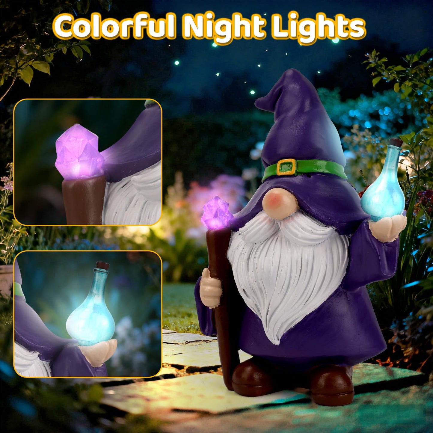 Ecloverlife Garden Gnome Outdoor, Solar Powered Gnomes Garden Decor with Lights for Outside, Front Porch, Patio, Yard, Lawn, Balcony - Housewarming Gift, Birthday Gift for Mom, Grandama, Dad, Grandad