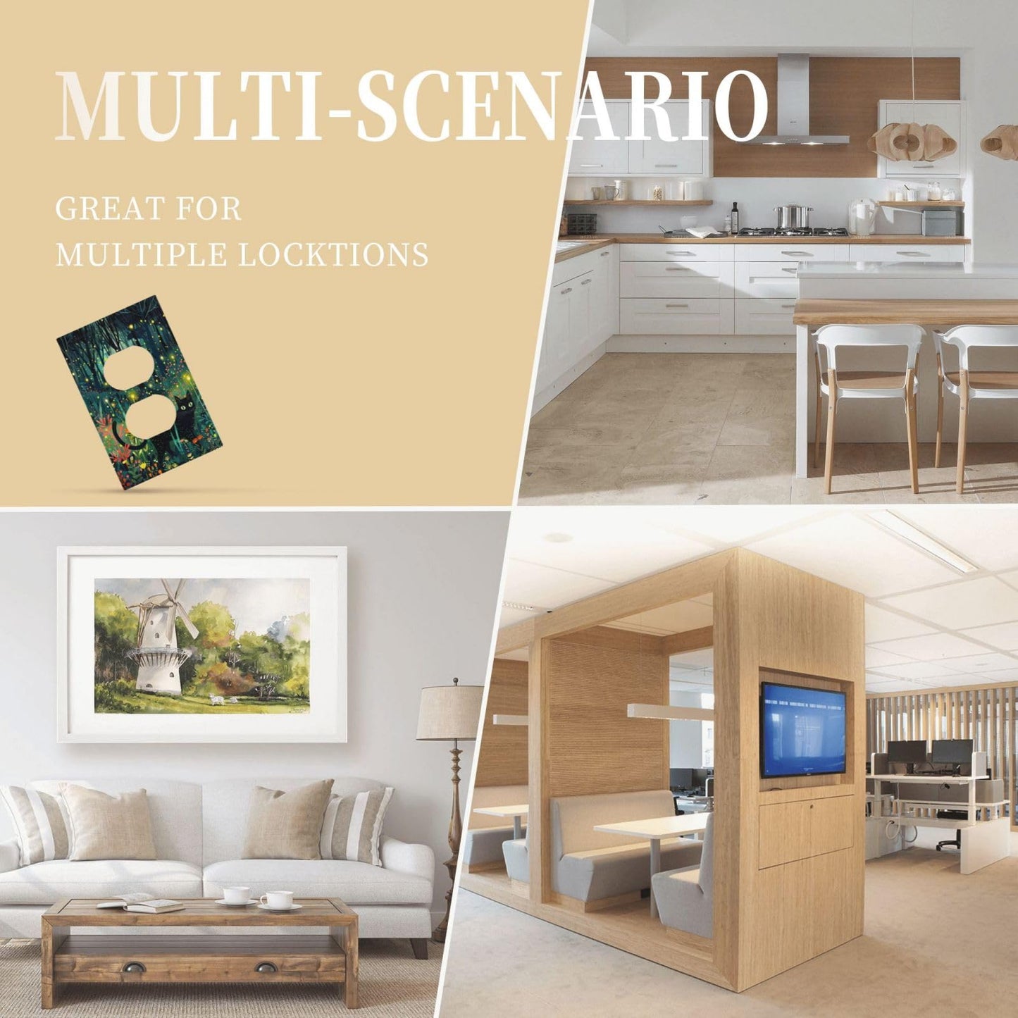 Labliqas Outlet Covers Forest Black Cat Fairy Firefly 1 Gang Duplex Light Switch Cover Plate Decorative Switch Plate Covers Electrical Socket Cover for Kids room Home Decor