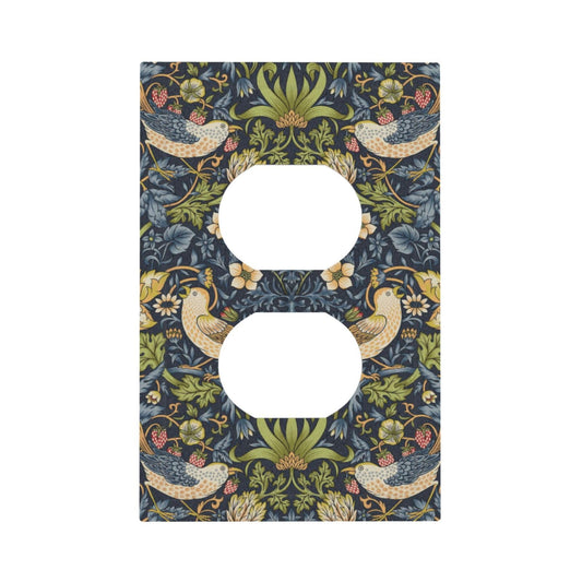 William Morris Decorative Duplex Outlet Covers Strawberry Thief Vintage Floral Botanical 1 Gang Light Switch Cover Plate Electrical Receptacle Wall Plate for Bathroom Bedroom Home Décor