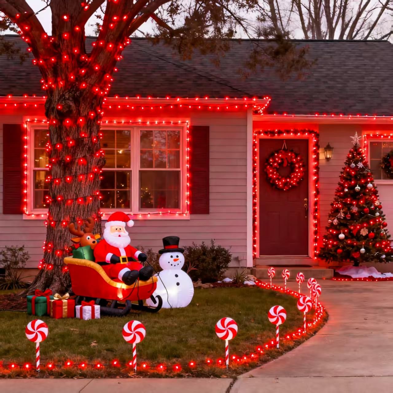 JMEXSUSS 500 LED Red Christmas Lights Outdoor, 173ft Christmas String Lights with Remote, Waterproof 8 Modes Red Halloween Light for Tree Party Xmas Holiday Decorations