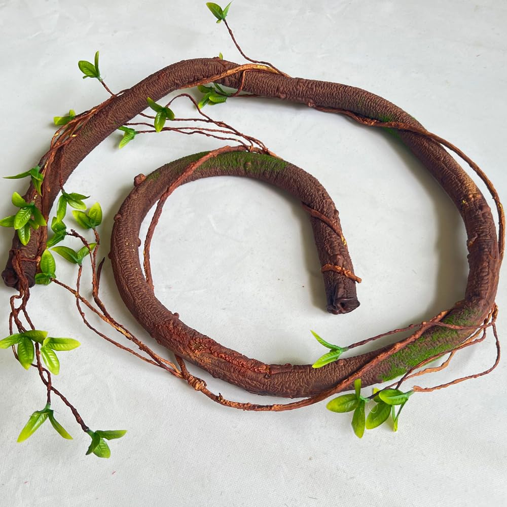 Bakoukiter Bendable Artificial Tree Thick Trunk Twigs Cane Climbing Vine Branches with Moss 6Ft Faux Plant Garland for Forest Home Wedding Garden Wall Hanging Decoration 1PC