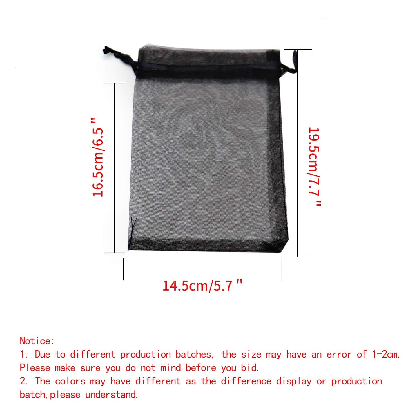 Bezall 100Pcs Organza Bags 6x8 Inch, Black Halloween Party Favor Bags with Drawstring, Mesh Jewelry Gift Bag Christmas Candy Pouches