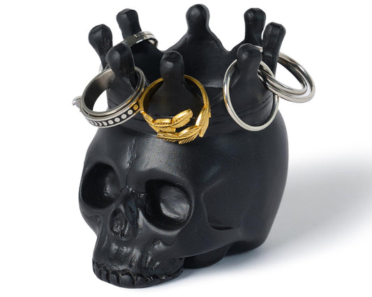 BOIHEGU Black Skull Gothic Ring Jewelry Holder Tray Dish Organizer, Gothic Skull Enthusiasts Gifts