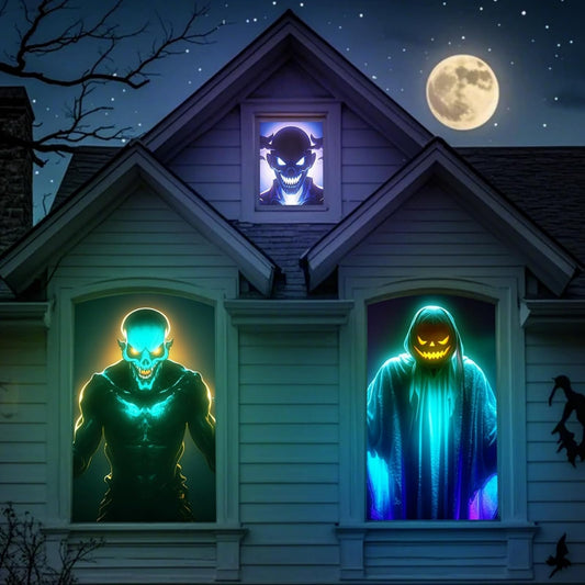 44"x76" Holographic Rear Projection Screen: Foldable Indoor Outdoor Projector Screen, Window Decoration for Halloween Haunted Horror Video Display, with Mounting Hooks (80inch)