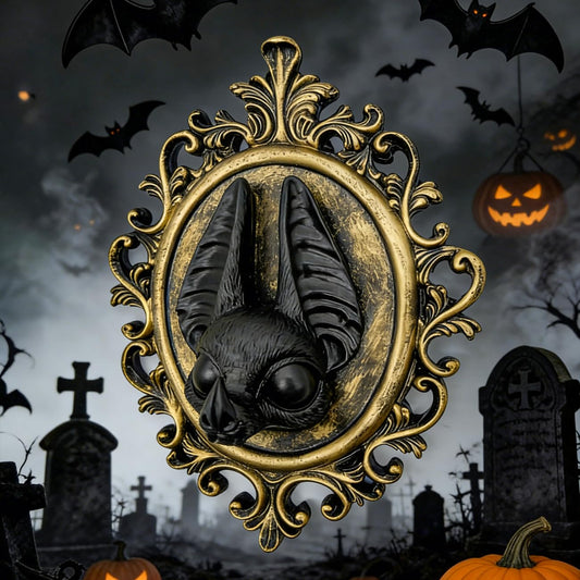 Coyoohouse Gothic Resin 3D Crow Wall Art, Vintage Oval Wall Sculpture, Gothic Animal Design Wall Hanging for Living Room Office Corridor, Retro Raven Home Decor & Ideal Gift for Friends (Bat)