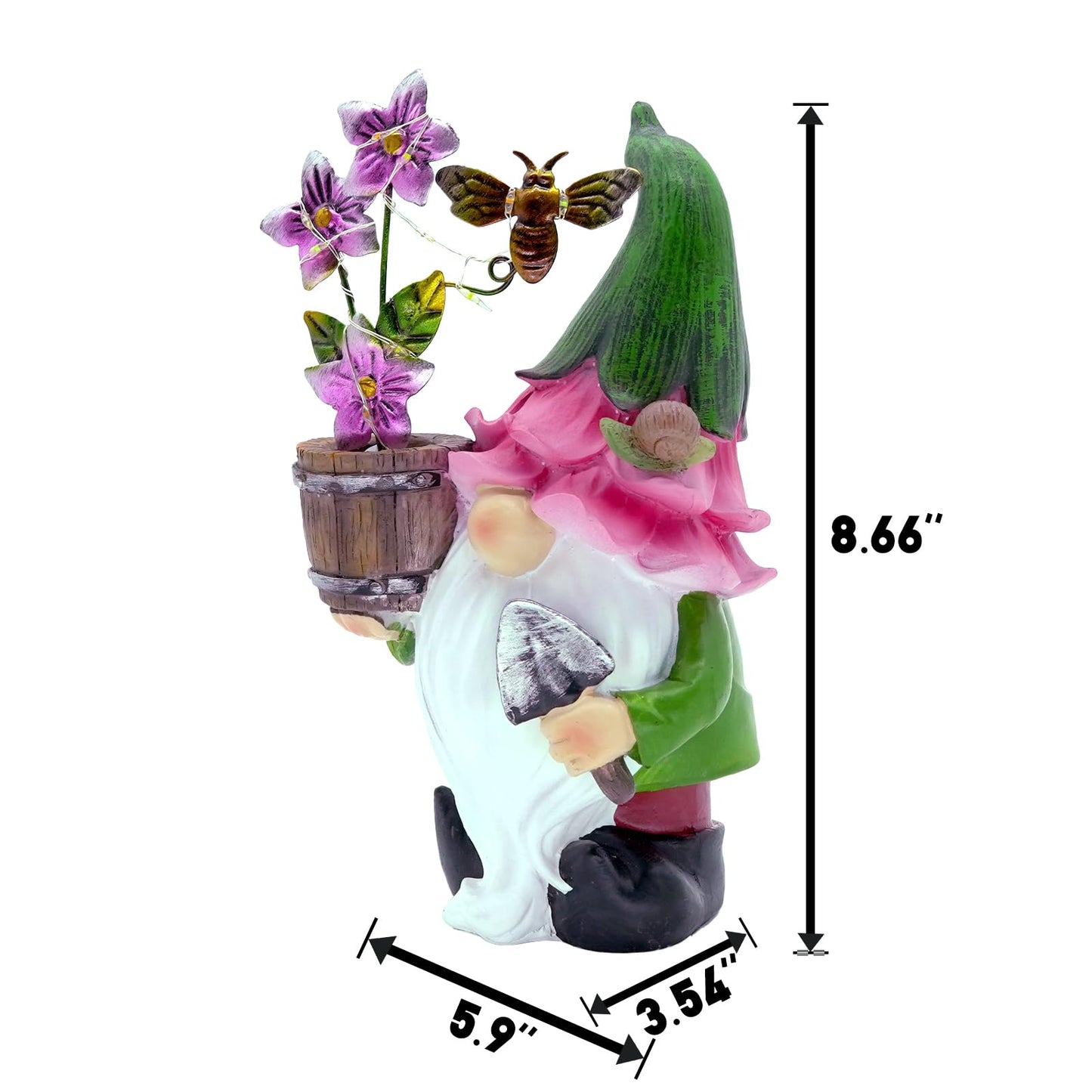 Outdoor Garden Gnomes Statues with Solar Lights Gnomes Gardening Birthday Gifts for Women Mom Grandma, Gnome Sculpture Figurine Outside Garden Decorations for Yard Patio Porch Lawn Backyard Decor