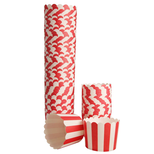 STARUBY 100 Pack Muffin Liners Baking Paper Cups Red and White Stripes Cupcake Liners Elegent Muffins Baking Cups Cupcake Wrappers for Birthday Parties, Weddings, Bottom Dia 2.36 Inch