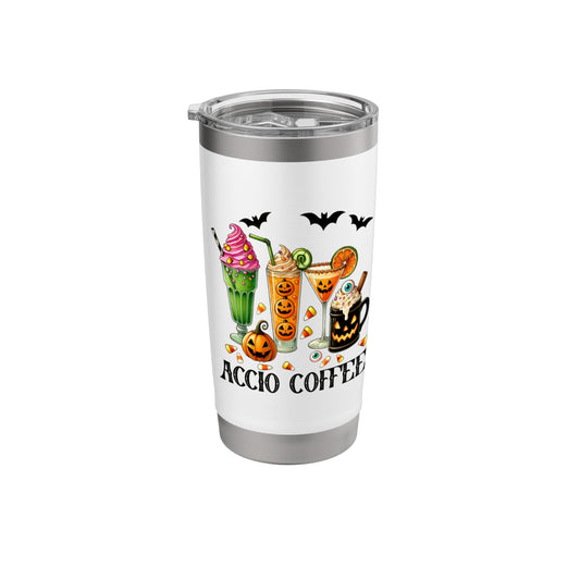 Halloween White 20oz Travel Cup Bottle Spooky Accio Coffee Stainless Steel Insulated Tumbler