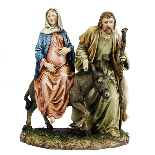 Josephs Studio 10" La Posada The Lodging Figure-Joseph with Mary Riding on Donkey on Their Way to Bethlehem