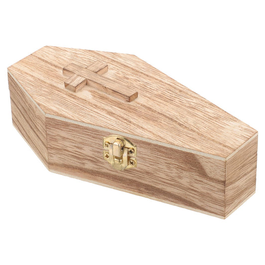 balacoo Mini Wooden Coffin Box 7in Unfinished Pine – Creepy Halloween Decor & Pet Keepsake Casket for Gothic Jewelry Display, Spooky Party Favor Tray, Cosplay Prop