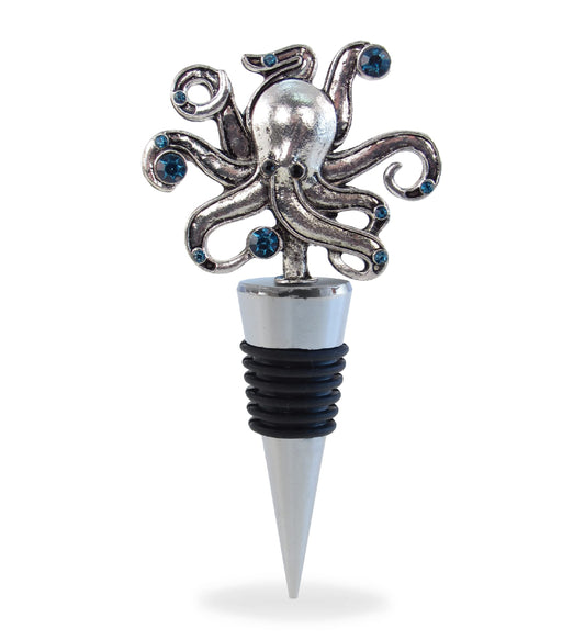 Cheers Octopus Metal Wine Stopper - Elegant Vacuum Seal Reusable Animal Ocean Life Wine Bottle Stopper Airtight Leak Proof Bottle Topper Cork Plug, Cute Home Decor & Bar Tool Accessory Unique Gift
