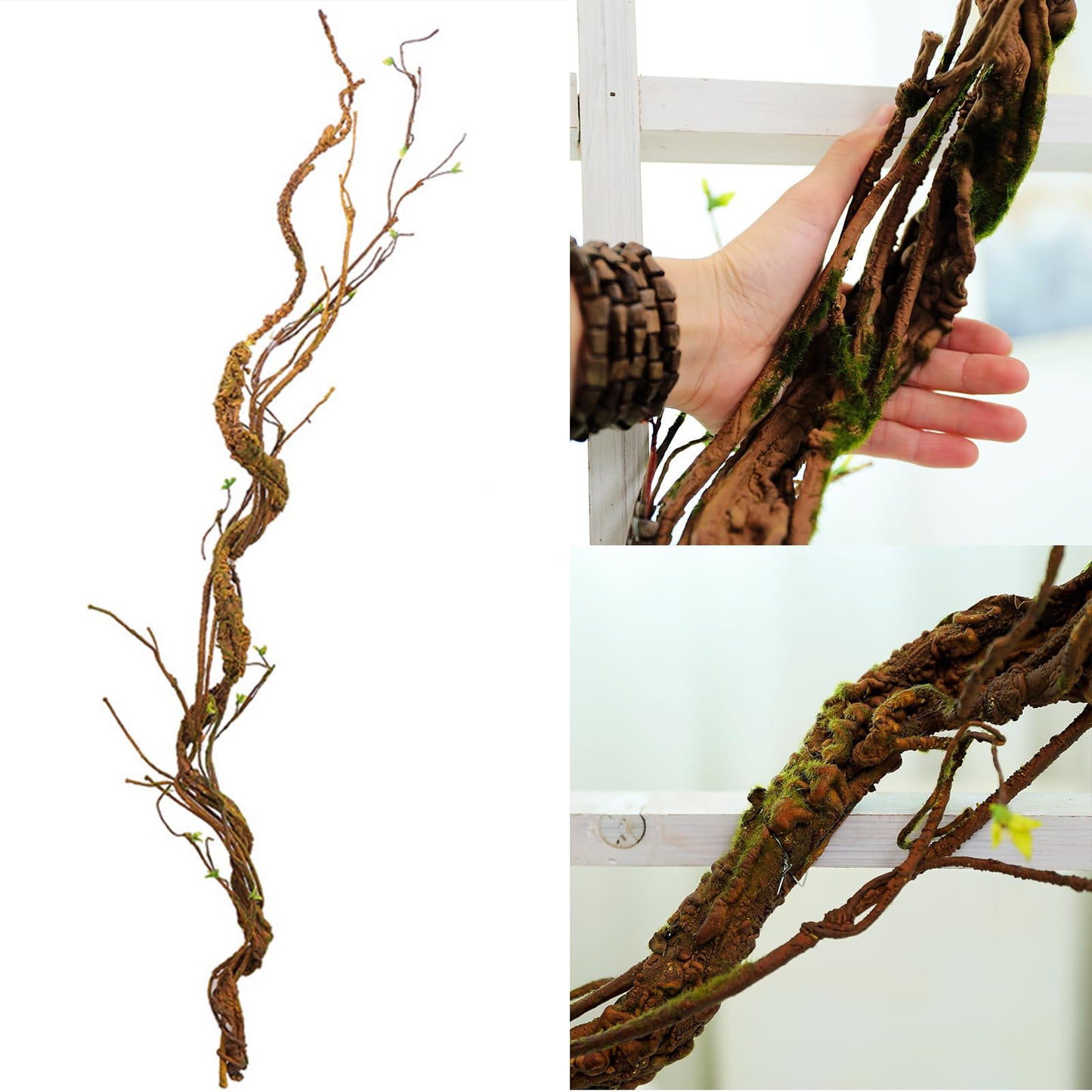 Fosolasi 66.9in Flexible Artificial Wall Hanging Plants Tree Trunk Fake Cherry Blossom Branches Wood Twigs Twisted Cane Vine Grape Garland for Wedding Outdoor Garden Home Room Christmas Decoration