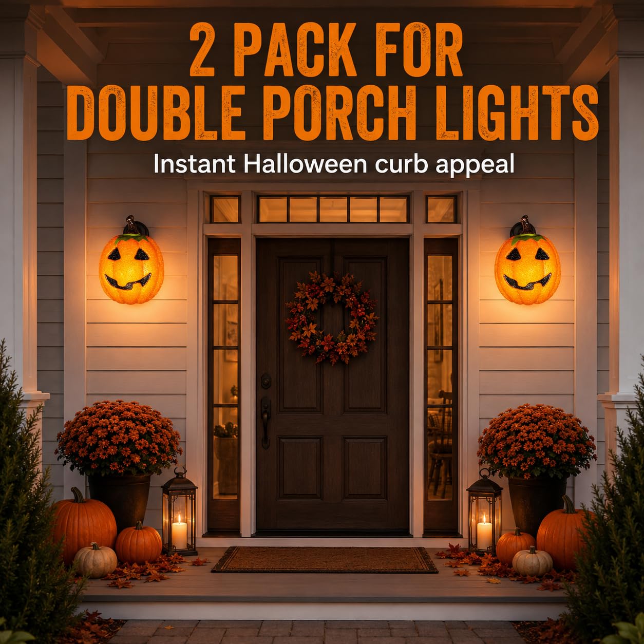 AISENO 2PCS Pumpkin Porch Light Cover Halloween Decorations Outdoor Garage Lights Large Light Fixtures Cover