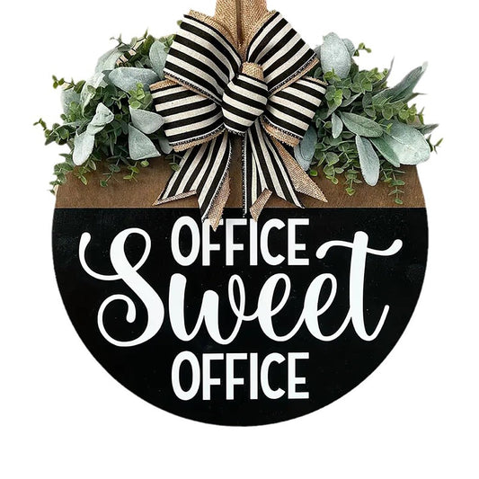Office Sweet Office Wall Sign, Round Decorative Plaque Hanging Sign Housewarming Gift for Home Outdoor Indoor, Decor for Porch Decorations for Spring Summer Fall All Seasons Holiday Halloween Christmas