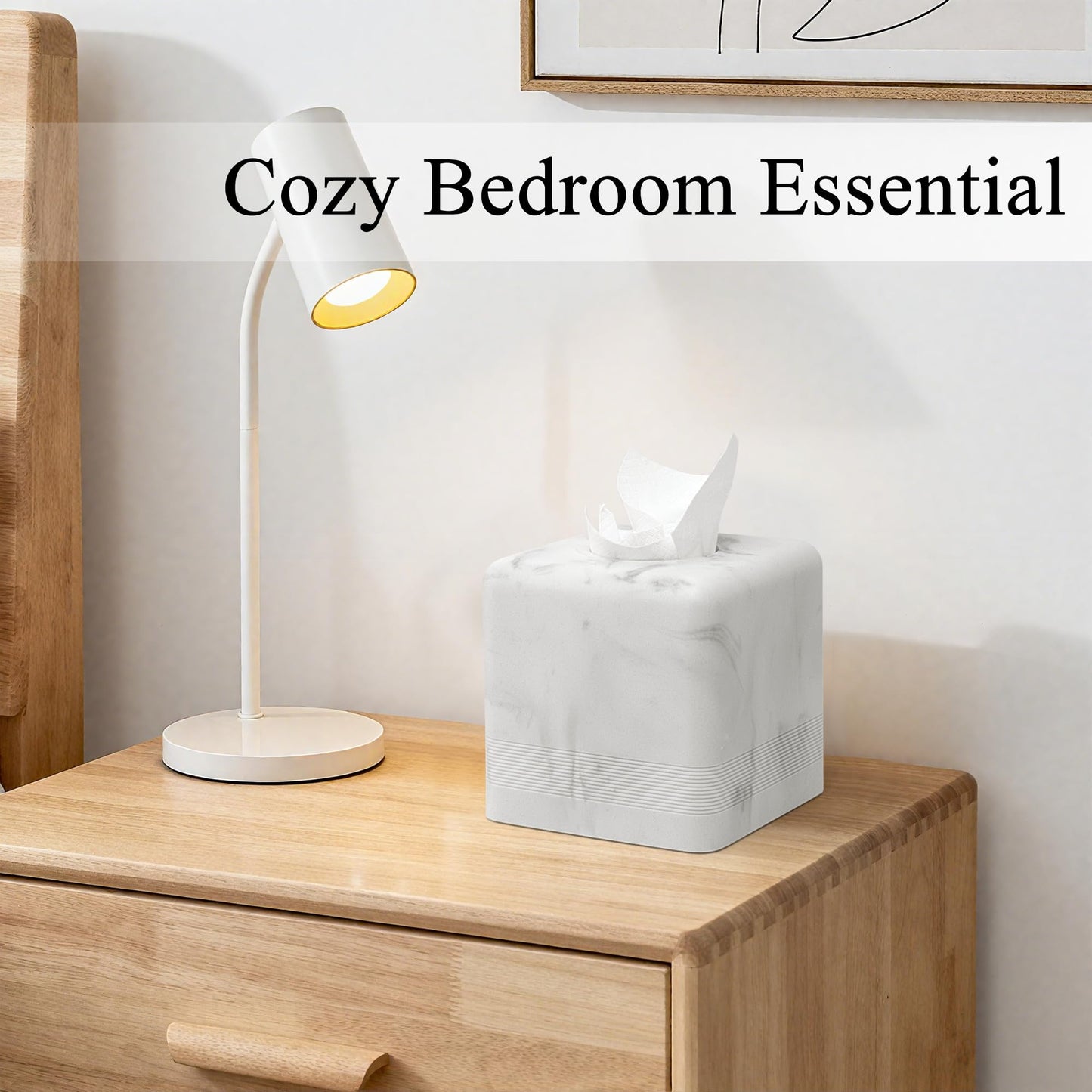 YMXYJM Resin Tissue Box Cover, Modern Square Holder,White