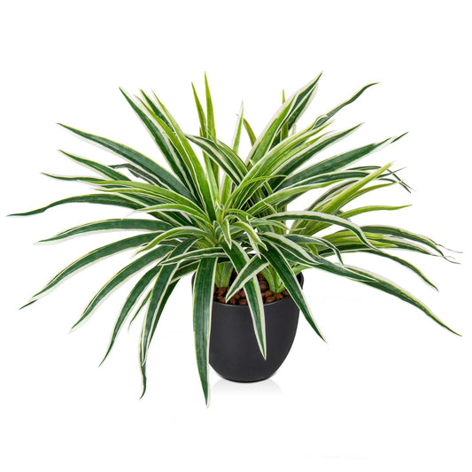 GnFlus Fake Hanging Plant, Faux Spider Plant in Pot Artificial Grass Plants 12 Inch Faux Chlorophytum Comosum Potted Plants for Home Office Table Shelf Desk Kitchen Bathroom Bedroom Decor