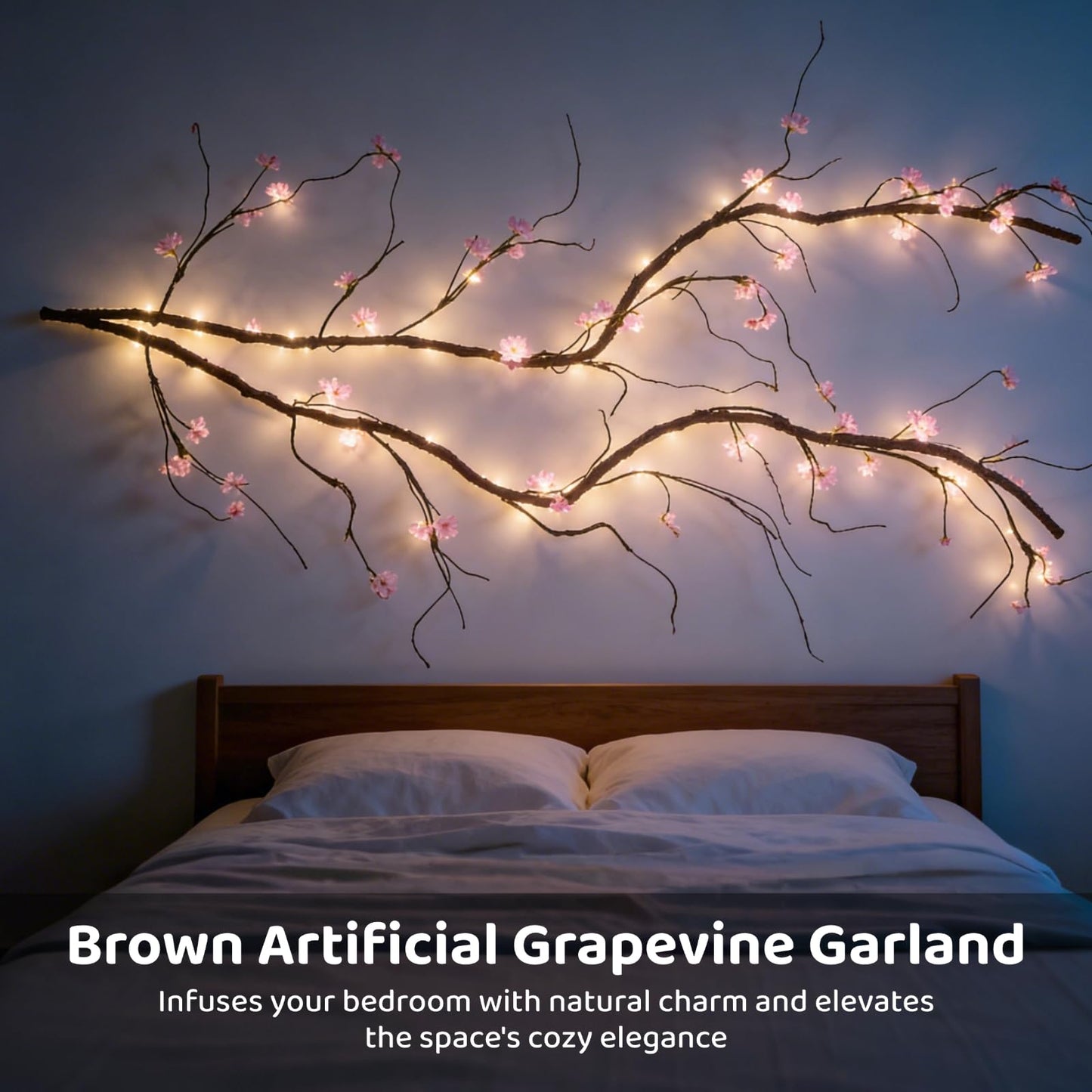 9.8 Ft Brown Artificial Grapevine Garland, Small Faux Tree Trunk Garland with Flexible Branches, Realistic Reptile Habitat Decoration for Wedding, Party, Home Decor