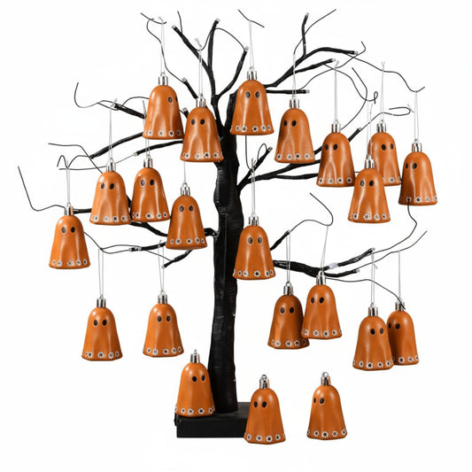 Simgoing 24 Pcs Day of The Dead Mexican Hanging Ghost Ornaments for Tree Dia De Los Muertos Halloween Small Ghost Tree Decorations Terracotta Flower Rustic Home Office Party Christmas Wreath Decor