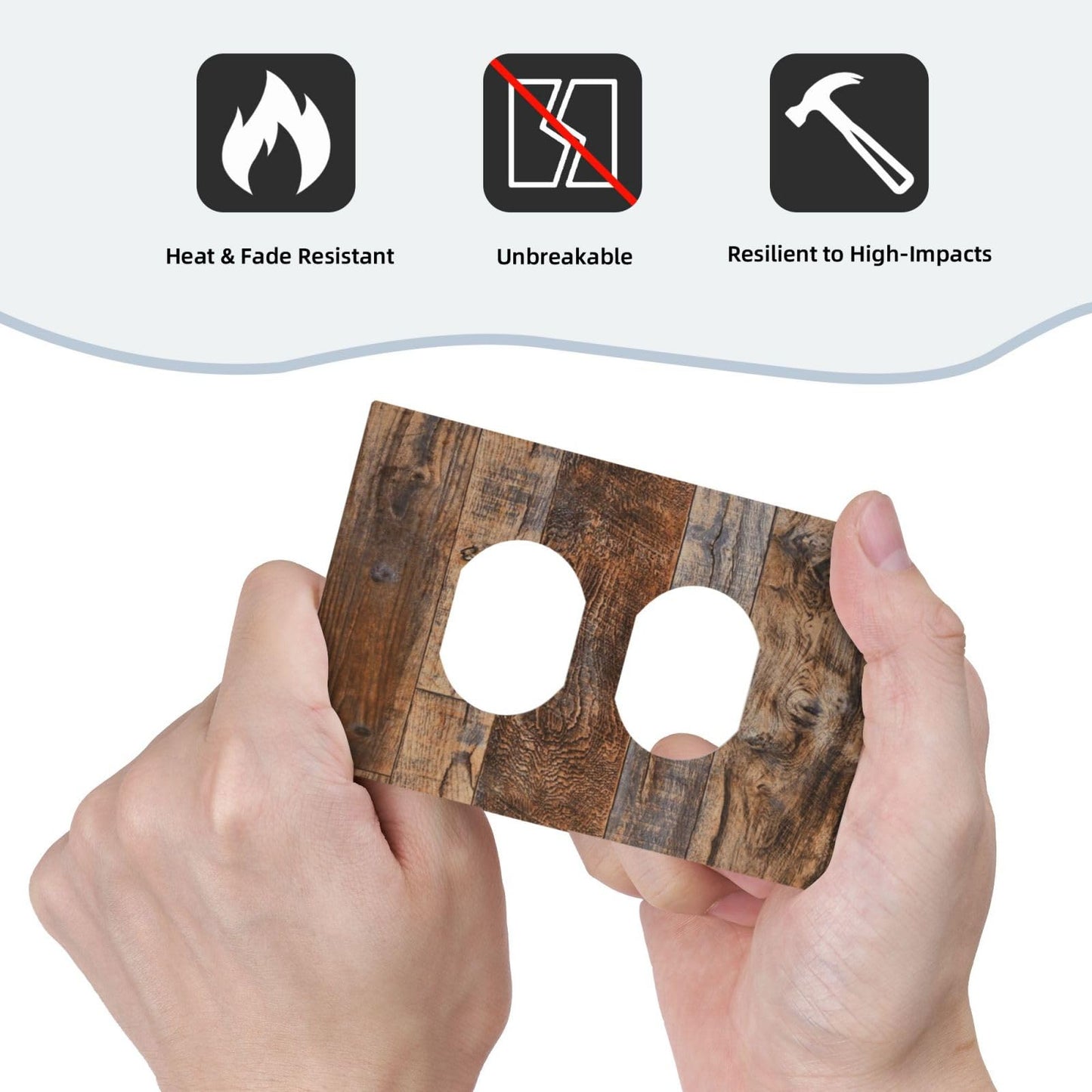 MUZUMU Rustic Reclaimed Wood Duplex Outlet Cover Plate
