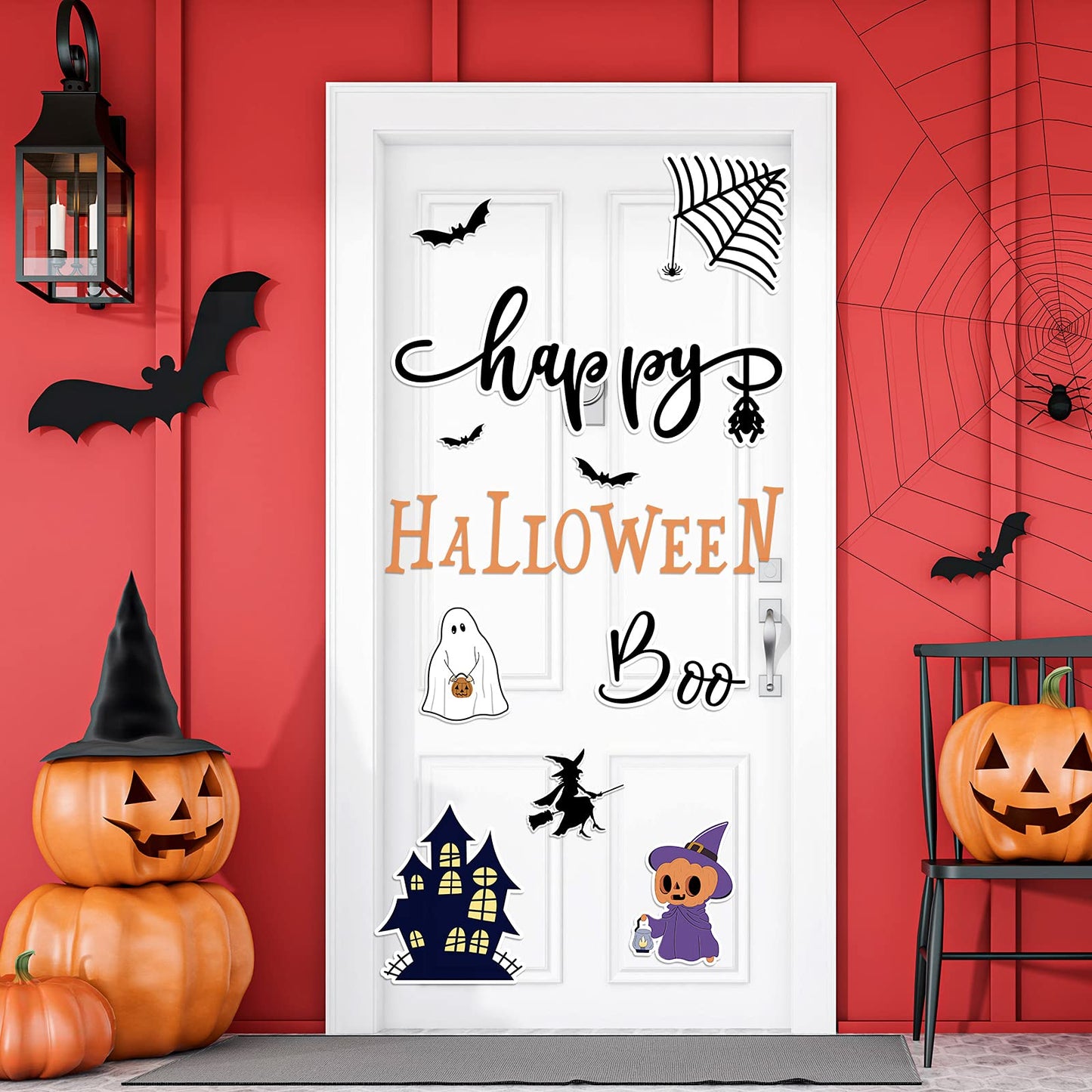 Outus 21 Pieces Halloween Garage Door Magnets Halloween Garage Decorations Ghost Pumpkin Outdoor Decor Witch Bat Party Magnetic Decals for Refrigerator Mailbox Home Car