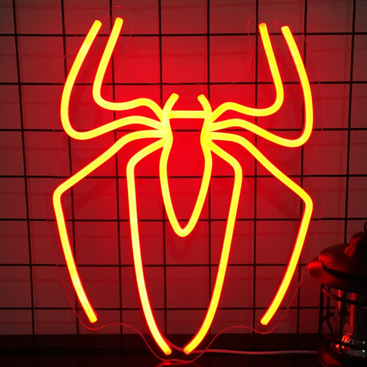 Spider Neon Sign Lamp - 10 Level Dimmable Spider Wall Decor Night Light with USB Power for Boys Room, Bedroom, Gaming Room, Anime Neon Sign, Happy Birthday Gift for Kids and Boyfriend