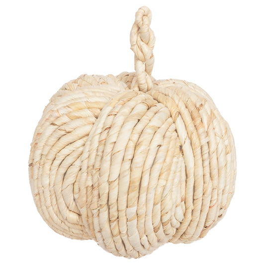 Boston International Decorative Pumpkin Holiday Natural Farmhouse Decorations for Home, Medium, 9.75 Inches Natural Woven